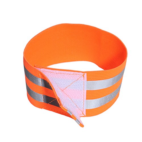 LIOOBO 1 par de Bandas Reflectantes para el Brazo de la muñeca, Tobillo, Pierna, Tren de rodaje Reflectante para Hombres, Mujeres, Noche, Ciclismo, Andar en Bicicleta (Naranja)