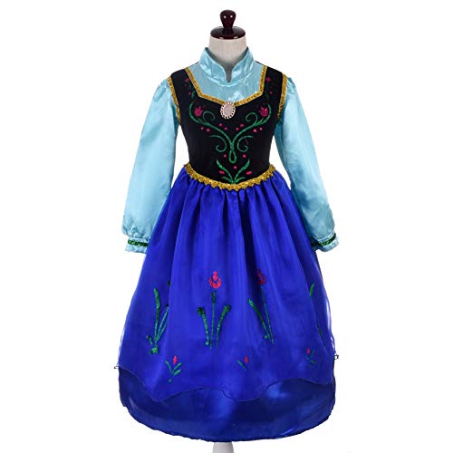 Lito Angels Disfraz Vestido de Princesa Anna con Capa y Accesorios para Niñas Talla 5-6 años