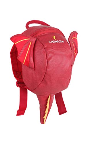 LittleLife Toddler Backpack with Safety Rein, Mochila Dragon pequeños con rienda de Seguridad Unisex Niños, Rojo, Talla Única