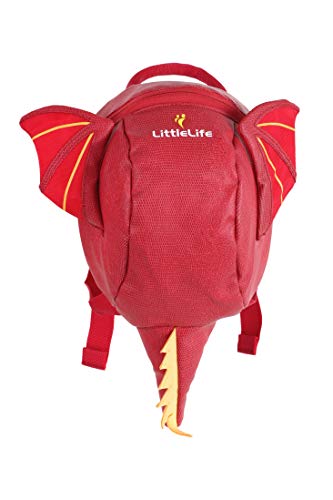 LittleLife Toddler Backpack with Safety Rein, Mochila Dragon pequeños con rienda de Seguridad Unisex Niños, Rojo, Talla Única