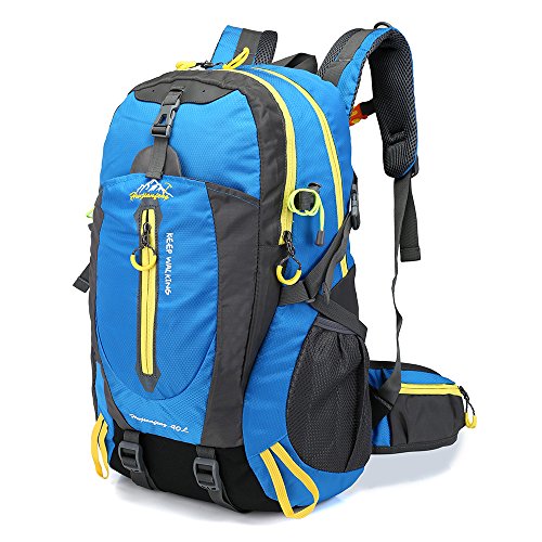 Lixada 40L Resistente al Agua Mochila, Portátil Mochila Trekking, Laptop Daypack, Durable Impermeable, para Escalada, Viajes, Actividades al Aire Libre (Azul)