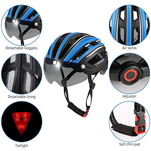 Lixada Casco de Bicicleta de Montaña Casco de Motociclismo con Visera Magnética Desmontable Ligero Protector UV Unisexo