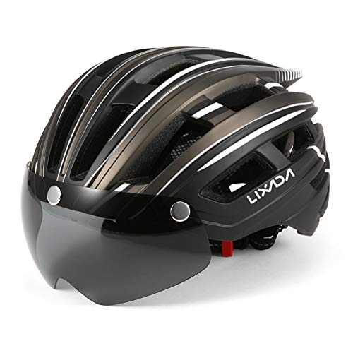 Lixada Casco de Bicicleta de Montaña Casco de Motociclismo con Visera Magnética Desmontable Ligero Protector UV Unisexo