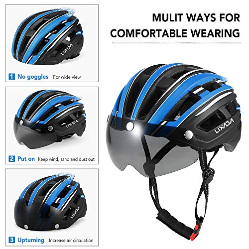 Lixada Casco de Bicicleta de Montaña Casco de Motociclismo con Visera Magnética Desmontable Ligero Protector UV Unisexo