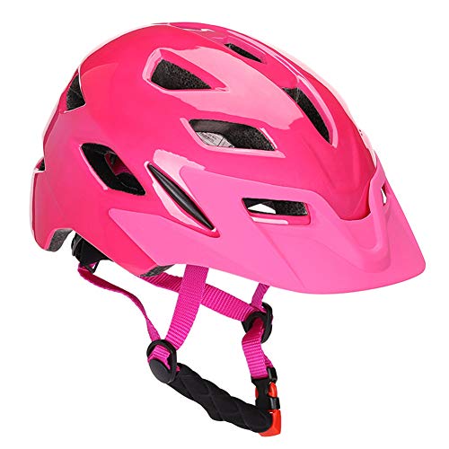 LIZHOUMIL Kids Cycle Helmets Adjustable Safe Helmet For Bike Skating with Light Protective Egde Red Pink s/m(50-57cm)