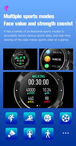 LLM Reloj inteligente para hombre, esfera de llamada Bluetooth, frecuencia cardíaca, monitoreo de presión arterial, reloj de entretenimiento social, F87 (A)