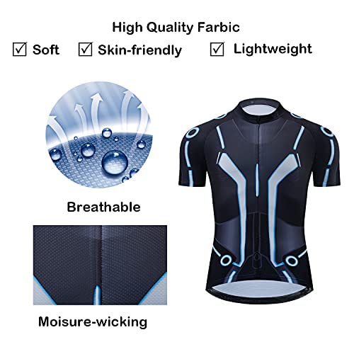logas Maillot de ciclismo con pantalones para hombre, de manga corta, transpirable, para ciclismo