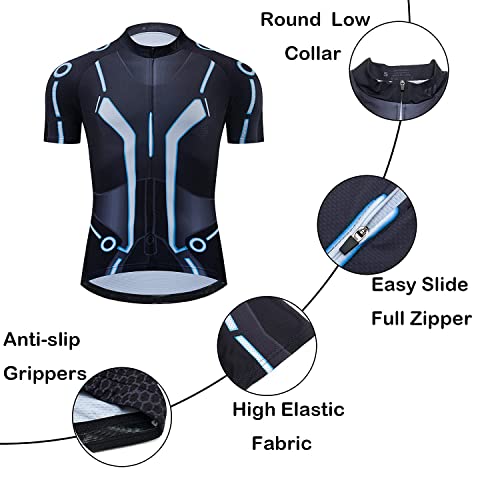 logas Maillot de ciclismo con pantalones para hombre, de manga corta, transpirable, para ciclismo