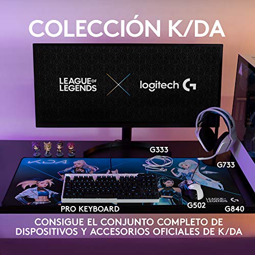 Logitech G333 K/DA Auriculares Gaming, Micrófono y Botones de Control, Dos Drivers, Equipo Oficial de League of Legends, para PC, PS, Xbox, Nintendo con Puerto Auxiliar de 3,5 mm o USB-C - Blanco
