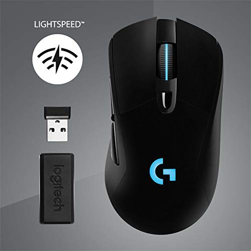 Logitech G703 LIGHTSPEED Ratón Gaming Inalámbrico, Captor HERO 25K, 25,600 DPI, Pesos Ajustables, 6 Botones Programables, Memoría Integrada, POWERPLAY-compatibile, PC/Mac - Negro