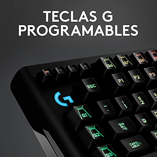 Logitech G910 Orion Spectrum, Teclado Gaming Mecánico, Retroiluminación RGB LIGHTSYNC, Teclas Táctiles Romer-G, 9 Teclas G Programables, Tecnología de pantalla dual Arx, Disposición QWERTY US - Negro