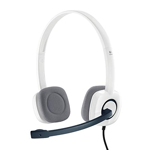 Logitech H150 Auriculares con Cable, Sonido Estéreo con Micrófono Giratorio, Dos Clavijas de Conexión Jack 3,5mm, Controles Integrados, PC/Mac/Portátil , Blanco