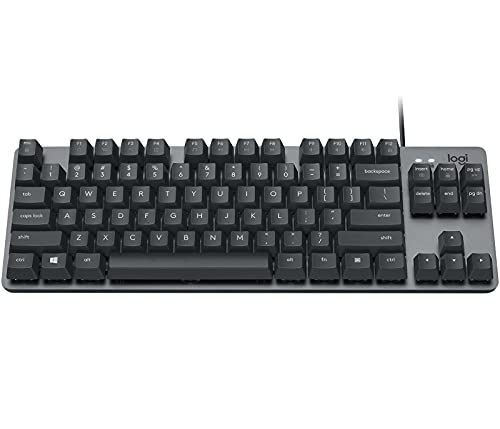 Logitech K835 TKL Teclado mecánico de aluminio con cable, Interruptores Clicky, Disposición QWERTZ Alemán, Gris