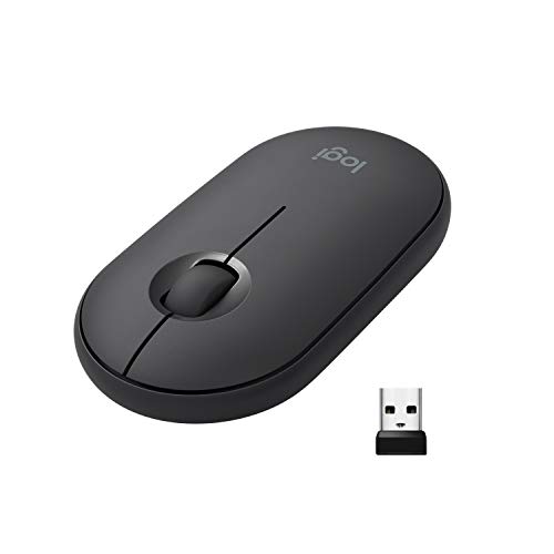 Logitech Pebble Ratón Inalámbrico, Bluetooth o 2,4 GHz con Receptor Unifying, Ratón con Clic Silencioso para Portátil/Notebook/PC/Mac/iPad OS/Chromebook - Negro