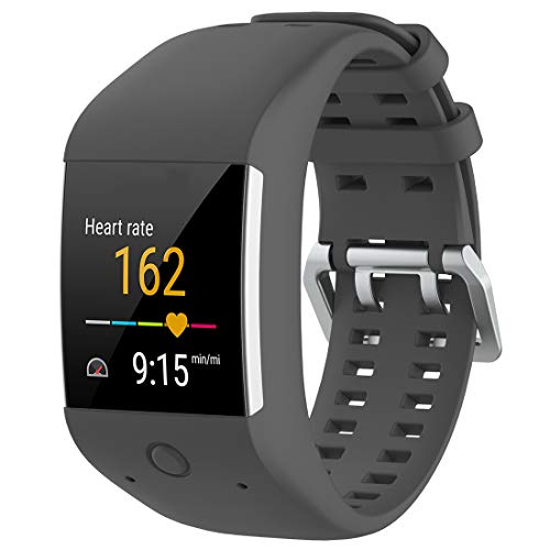 LOKEKE Correa de repuesto de silicona compatible con Polar M600 Smart Watch para Polar M600 (silicona gris)