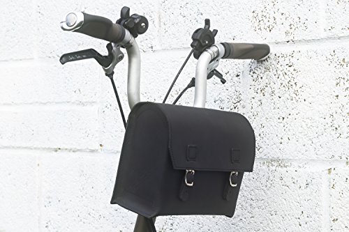 London Craftwork Bolsa de bicicleta XXL grande de piel auténtica para manillar BROMPTON 23 x 19,5 x 11 cm XXL-BL