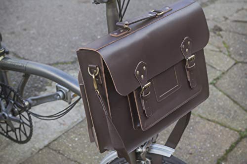 London Craftwork Bolsa de Piel Exclusiva para Brompton marrón Oscuro S-Bag (Bolsa + Marco G (sin Mango)