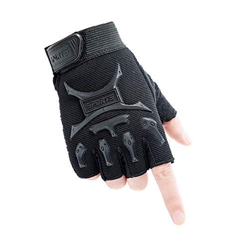 Long Keeper Guantes de Ciclismo Medio Dedo para niños de 4 a 9 años Guantes Bicicleta para Infantil Guantes Deporte Antideslizantes (Negro M)