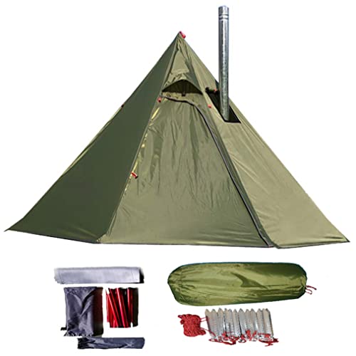 longeek 1-2PersonTent Teepee Tiendas para mochileros al aire libre Camping Senderismo Refugio climatizado Smokey HUT Chimenea caliente Tipi fácil de configurar