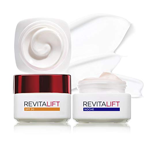 L'Oréal Paris Revitalift Set de Crema de Día Anti-Edad con Protección Solar SPF 30 y Crema de Noche Hidratante, Antiarrugas y Extra Firmeza, con Pro-Retinol, 50 ml cada una