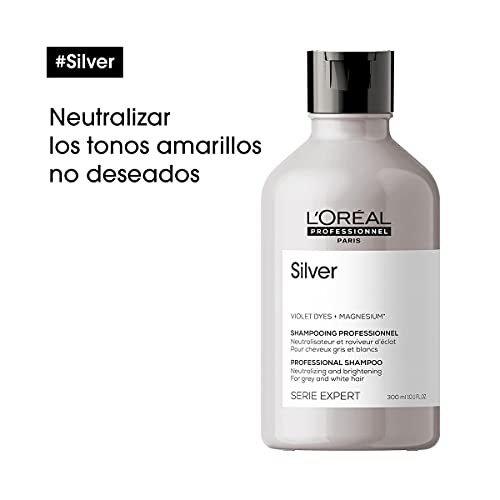 L'Oréal Professionnel Champú Neutralizador Para Cabellos Grises, Blancos O Rubios Claros, Silver, Serie Expert, Sin Fragancia, 300 Mililitro