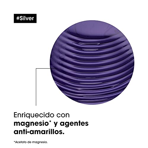 L'Oréal Professionnel Champú Neutralizador Para Cabellos Grises, Blancos O Rubios Claros, Silver, Serie Expert, Sin Fragancia, 300 Mililitro