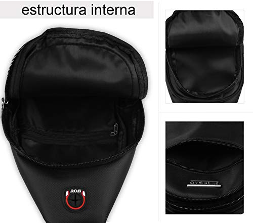 Lotisie Bolso Pecho Hombre Bolso Cruzado Pequeños Luz Weigt Mochila Bandolera Hombre para Caminar, Viajar, Ciclismo (Negro)