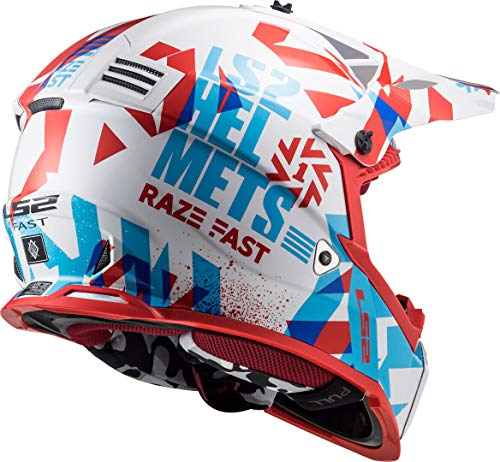 LS2 404373302S - Casco de Motocross MX437 Fast EVO Funky, Unisex, Rojo/Blanco, Talla S