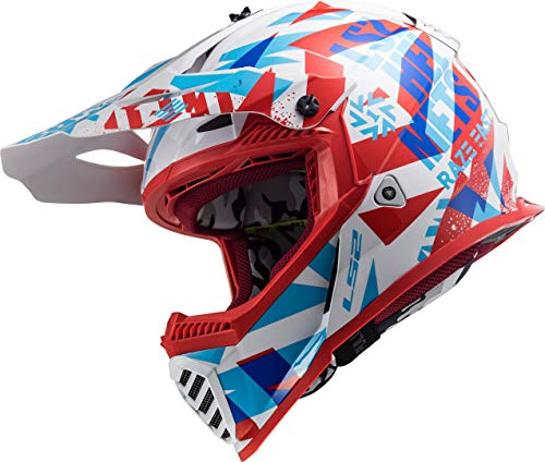 LS2 404373302S - Casco de Motocross MX437 Fast EVO Funky, Unisex, Rojo/Blanco, Talla S