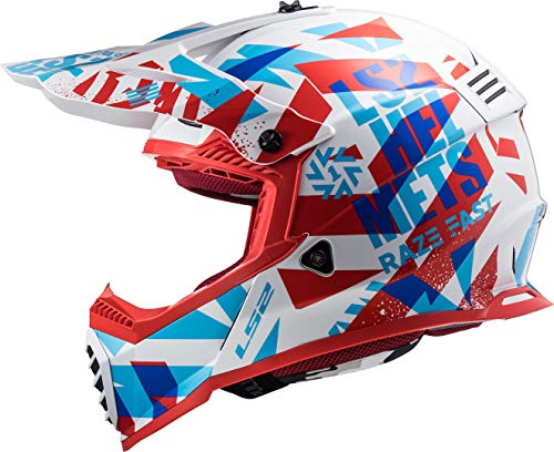 LS2 404373302S - Casco de Motocross MX437 Fast EVO Funky, Unisex, Rojo/Blanco, Talla S