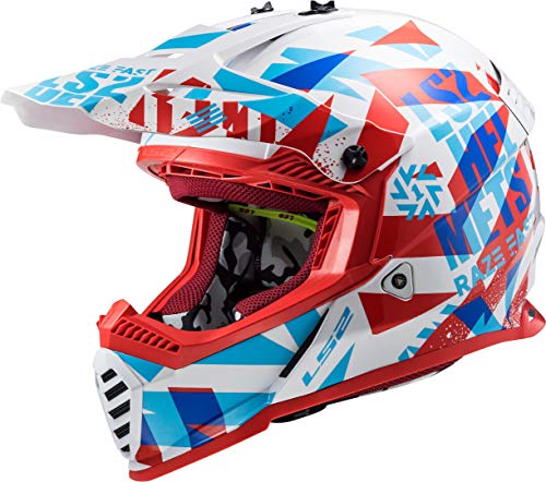 LS2 404373302S - Casco de Motocross MX437 Fast EVO Funky, Unisex, Rojo/Blanco, Talla S