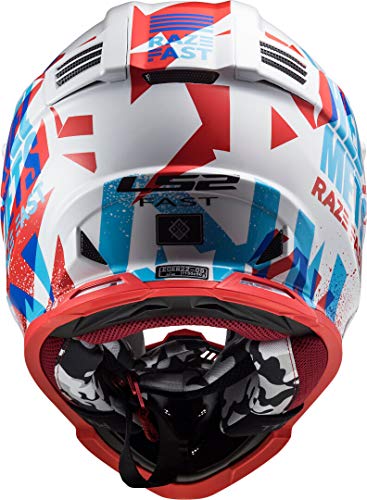 LS2 404373302S - Casco de Motocross MX437 Fast EVO Funky, Unisex, Rojo/Blanco, Talla S