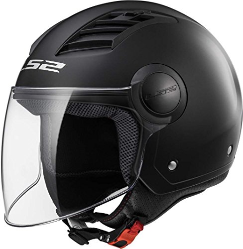 LS2, Casco jet moto Airflow, M, Patente Negro