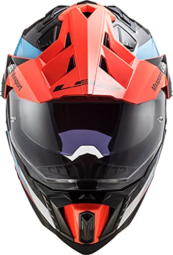 LS2 Casco Motocross MX701 C Explorer Frontier, Azul/Naranja, L, Accesorio Unisex para Adultos, L (59/60)