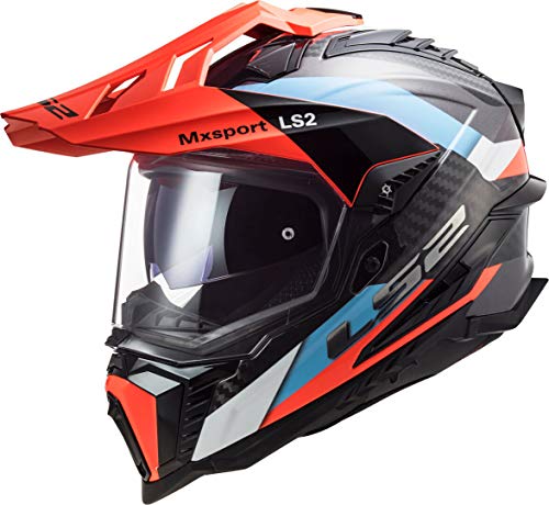 LS2 Casco Motocross MX701 C Explorer Frontier, Azul/Naranja, L, Accesorio Unisex para Adultos, L (59/60)