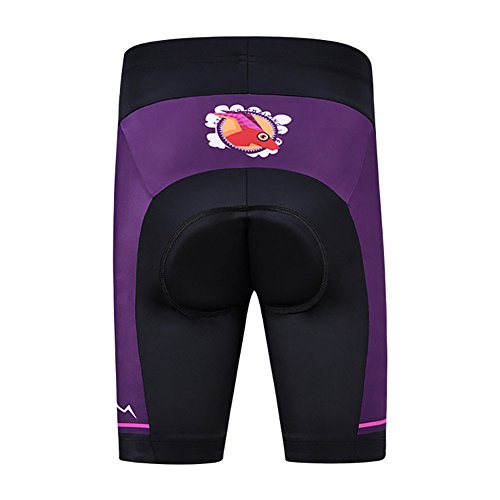 LSERVER Niños/Niñas Pantalones Cotors de Ciclismo Culotte con Gel 3D para Verano, Cabra Morado, 10-11 años (Etiqueta: XXL)
