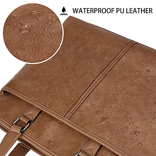 Lubardy Maletin Ordenador Portatil 15.6 Pulgadas Impermeable Cuero Bolso Bandolera Hombre Bolso Mensajero Documentos Clásico Marrón