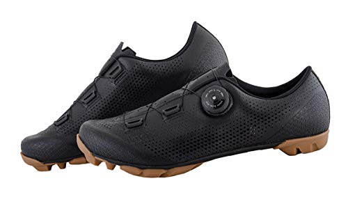 LUCK BRABOSS | Zapatillas MTB para Hombre, Mujer y Niños | Cierre Rotativo | Suela de Carbono | Calzado para Bicicleta de Montaña (Negro, Numeric_48)