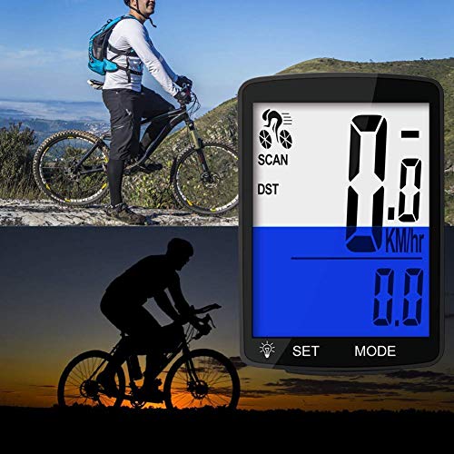 Lurowo Cuentakilómetros Inalámbrico para Bicicleta,Ciclocomputadores,impermeable y Pantalla de luz de fondo LCD,Velocímetro de Bicicleta de 19 Funciones para Ciclismo,3.15X2.1X0.73''