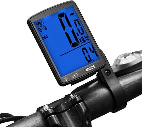 Lurowo Cuentakilómetros Inalámbrico para Bicicleta,Ciclocomputadores,impermeable y Pantalla de luz de fondo LCD,Velocímetro de Bicicleta de 19 Funciones para Ciclismo,3.15X2.1X0.73''