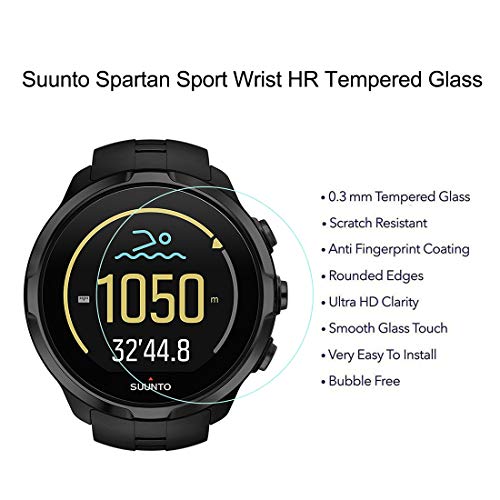 LUXACURY Suunto Spartan Sport Protector Pantalla, Cristal Vidrio Templado Protector de Pantalla Suunto Spartan Sport Wrist HR Baro, Alta definición, dureza 9H, antiarañazos, sin Burbujas, Transparente