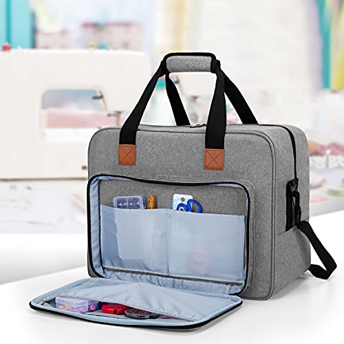 Luxja Bolsa para Máquina de Coser, Funda Maquina de Coser, Maleta Maquina Coser Organizador de Accesorios de Tejer (No Incluido Accesorios), Gris