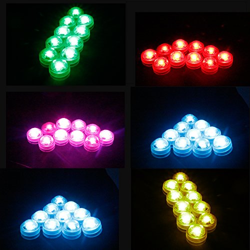 LUXJET® 10er Pack Mini RGB LED Luz Sumergible, Color Cambio, Control Remoto Lámpara Impermeable Subacuática Acento Luz Para Estanque Acuario