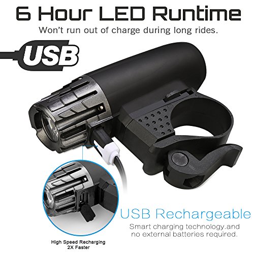 Luz de Bicicleta Recargable USB Set Potente Impermeable – Luces LED Delantera y Trasera para Bici – Ciclismo y Linterna de Montaña