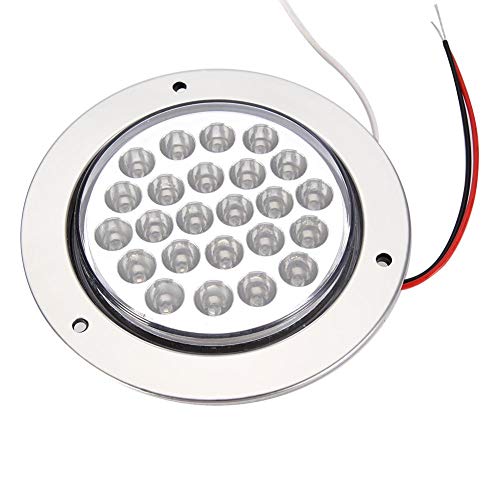 Luz Trasera Redonda, con 24 LED, señal de Giro para Remolque de camión, luz Trasera de Freno inverso, luz súper Brillante, Apta para Camiones, remolques, Tractores, etc.(Blanco)