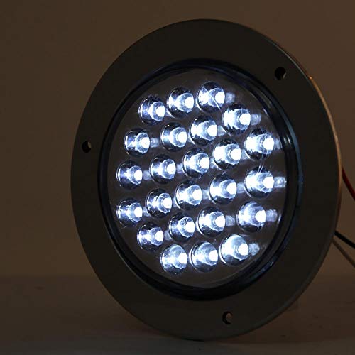 Luz Trasera Redonda, con 24 LED, señal de Giro para Remolque de camión, luz Trasera de Freno inverso, luz súper Brillante, Apta para Camiones, remolques, Tractores, etc.(Blanco)