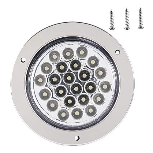 Luz Trasera Redonda, con 24 LED, señal de Giro para Remolque de camión, luz Trasera de Freno inverso, luz súper Brillante, Apta para Camiones, remolques, Tractores, etc.(Blanco)