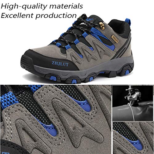 Lvptsh Zapatillas de Trekking para Hombre Botas de Montaña Zapatillas de Senderismo Calzado de Trekking Botas de Senderismo Antideslizantes AL Aire Libre Transpirable Sneakers,Gris,EU45