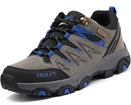 Lvptsh Zapatillas de Trekking para Hombre Botas de Montaña Zapatillas de Senderismo Calzado de Trekking Botas de Senderismo Antideslizantes AL Aire Libre Transpirable Sneakers,Gris,EU45