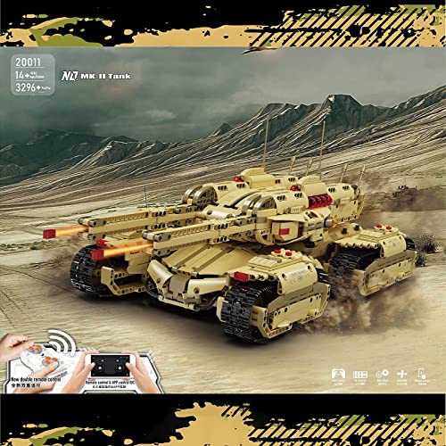 LYMHGHJ Modelo de Tanque Technic RC, Tanque Militar Mammoth con torreta y Control Remoto 2.4G RC/App y 6 Motores, Juego de construcción de 3296 Bloques Compatible con Lego Technic